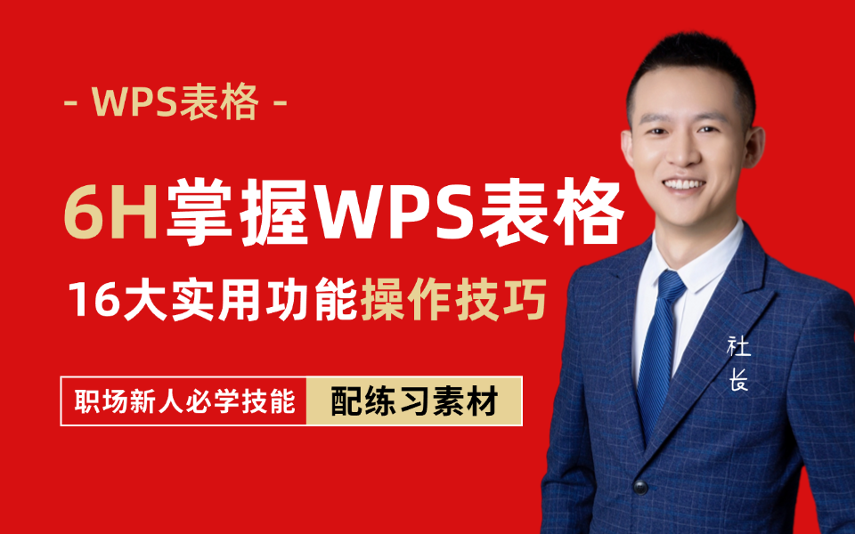 【2024最新WPS/Excel教程】WPS零基础入门全套课程/Excel社长/Excel技巧/WPS表格 包含分列/条件格式/单元格格式等16大常用功能讲解哔哩哔哩bilibili