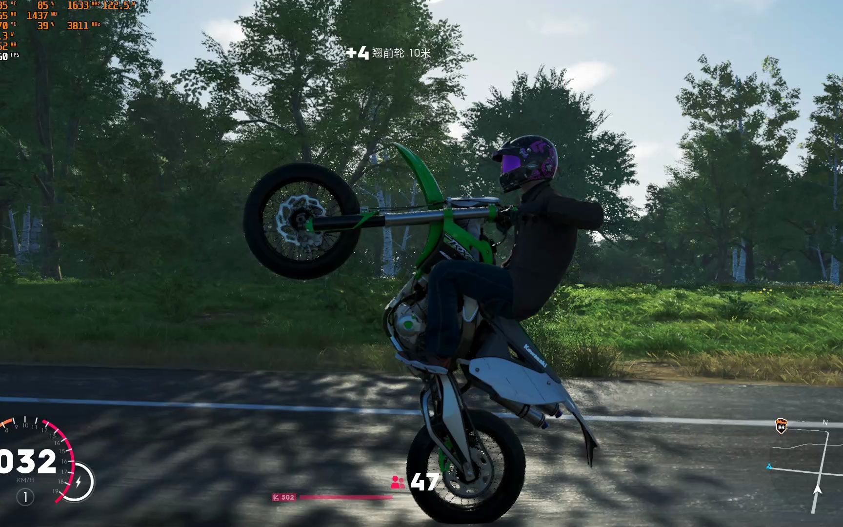 飙酷车神2 国外一小伙开着川崎h2在大马路上随意翘头