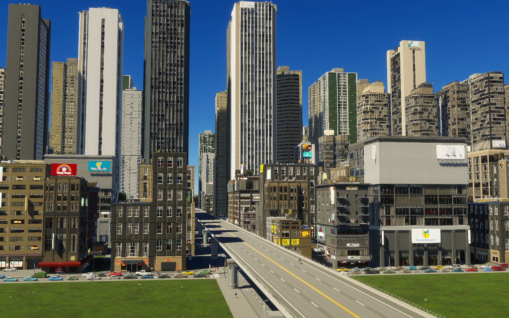 都市天际线2格子岛-11,中轴快速道