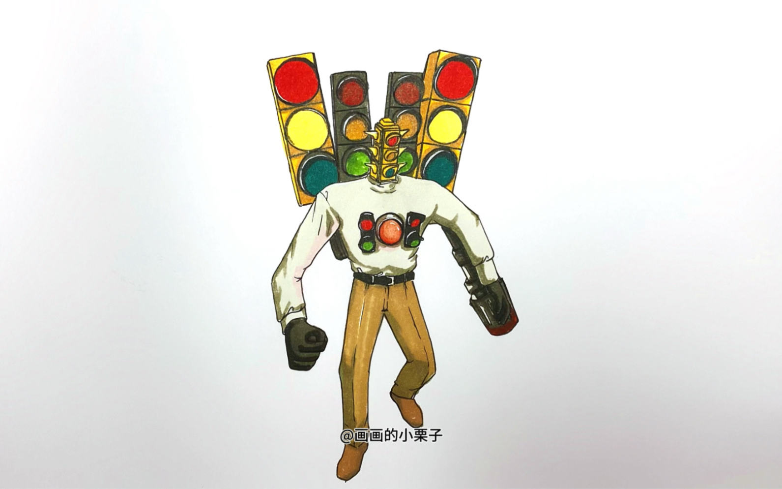 你们都知道今天画什么了吧,没错就是泰坦红绿灯人!