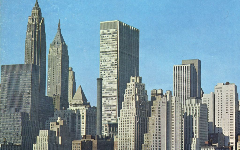 游览1960年代初的美国纽约现代摩天写字楼蓬勃发展的黄金期