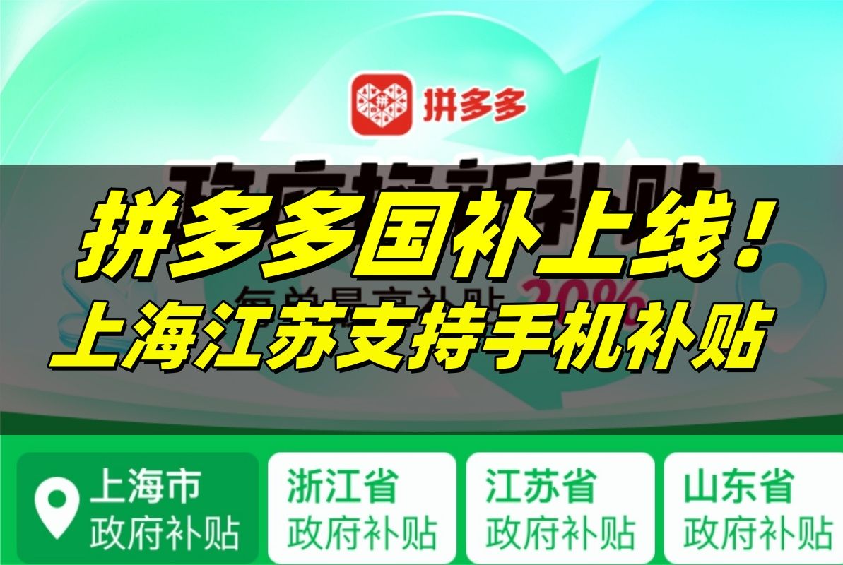 拼多多2025年国补上线!上海江苏地区支持手机补贴 能否结束京东一家独大?哔哩哔哩bilibili