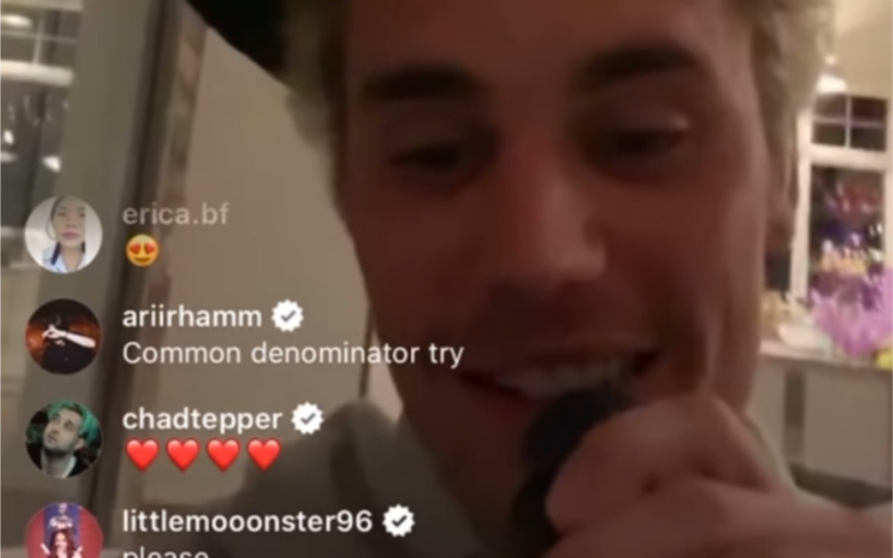 [图]爷青回！Justin Bieber 在Instagram直播中清唱"overboard"和"never let you go"（2020年）