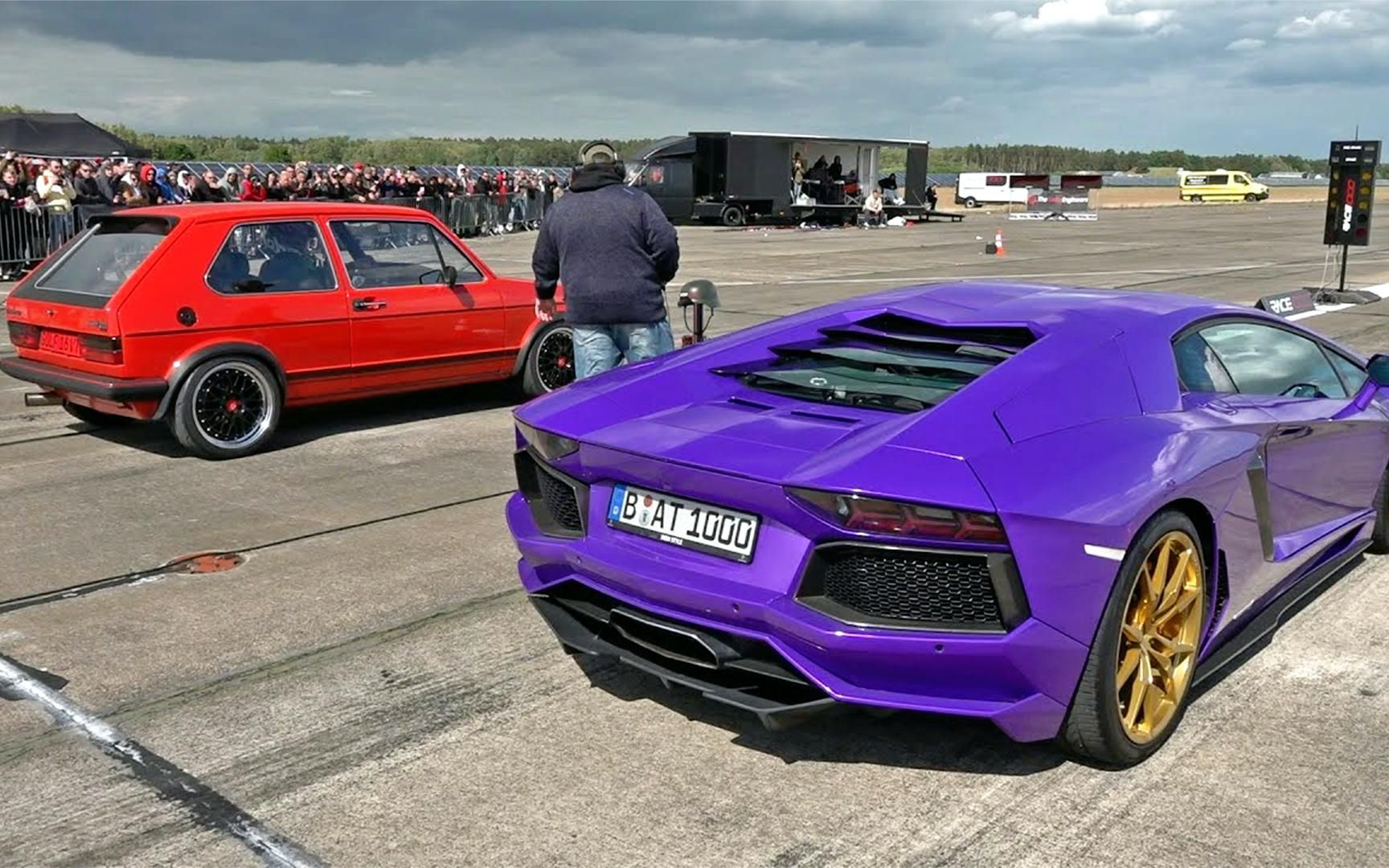 高尔夫爆改600匹挑战兰博基尼大牛,改装车和超跑谁更快?