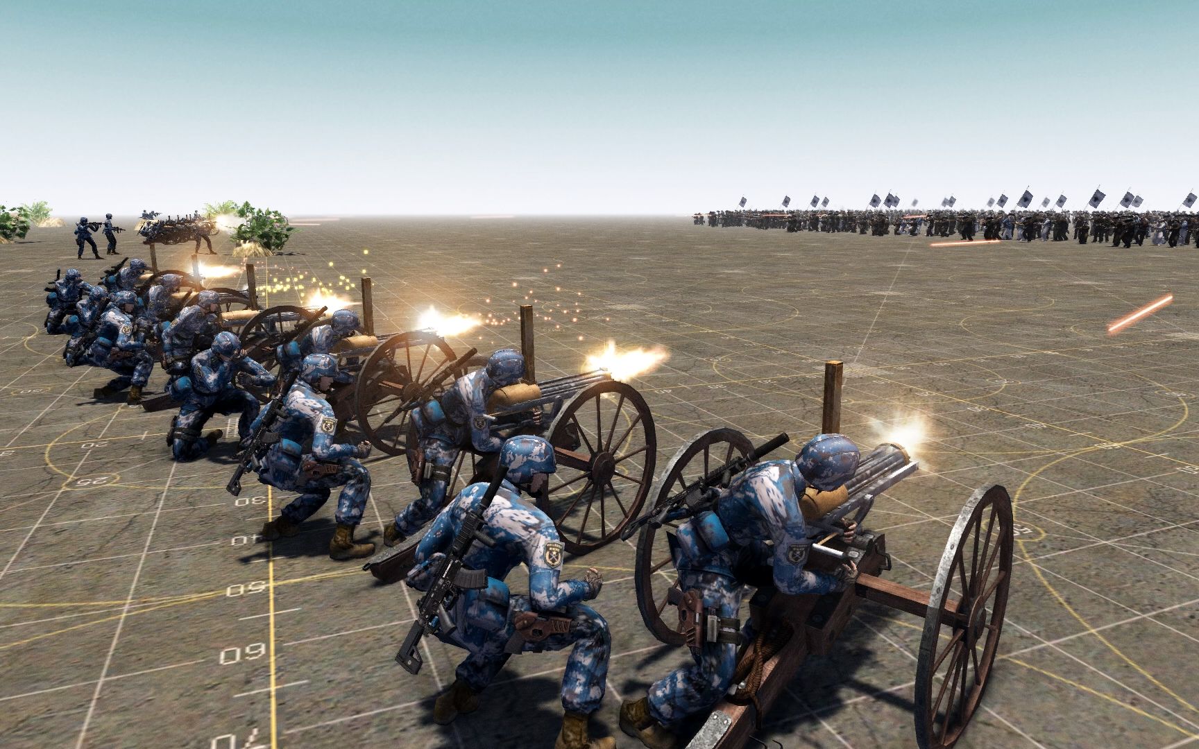 战争模拟:44名海军陆战队员用18门手摇加特林机枪打退一千敌军_哔哩