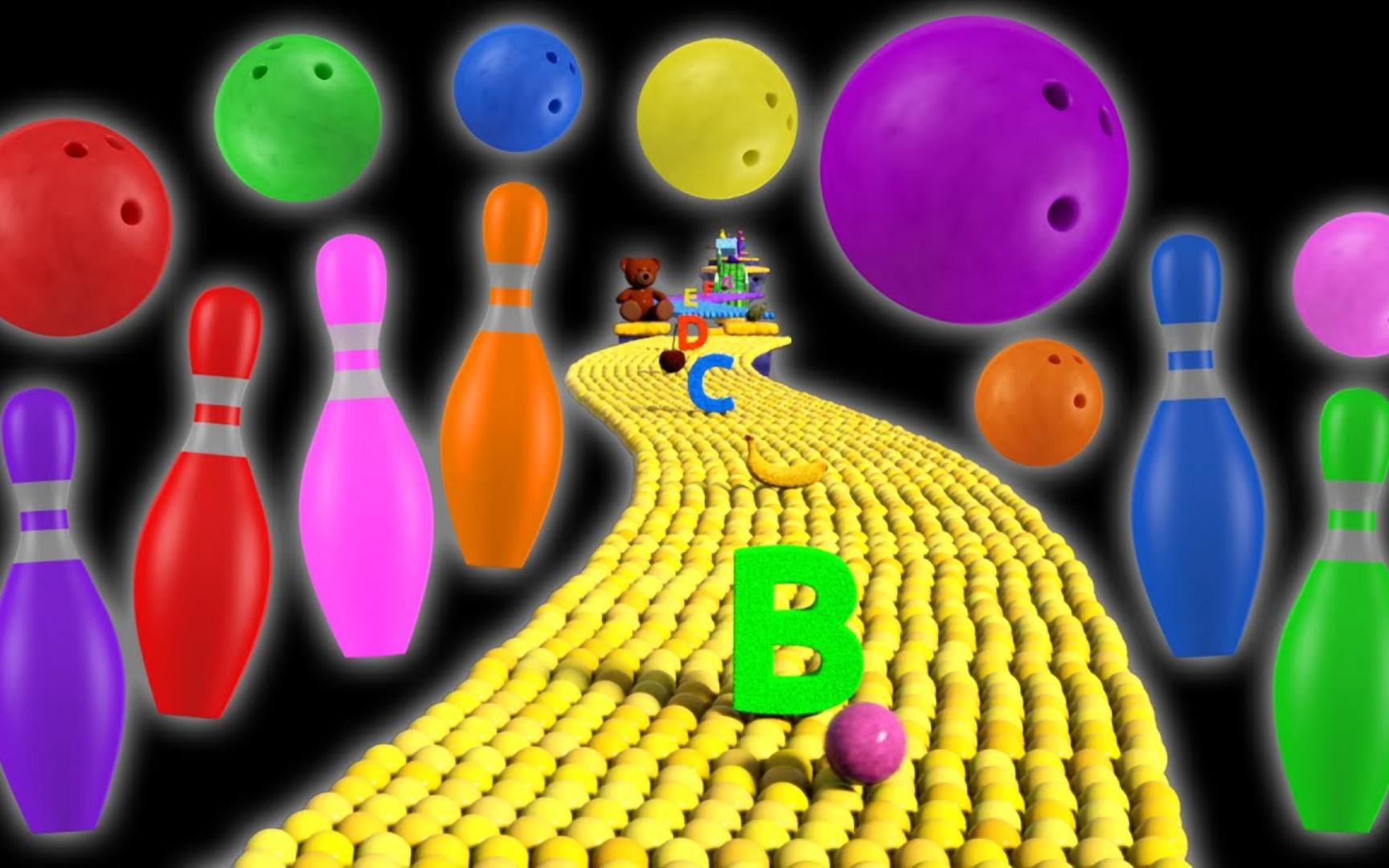 🎳🍏🔺保龄球冒险 学习字母水果和形状!a is apple