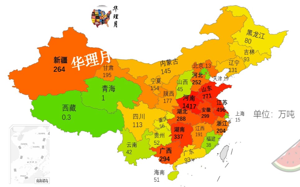 吃瓜群众的力量!各省西瓜产量排名哔哩哔哩bilibili