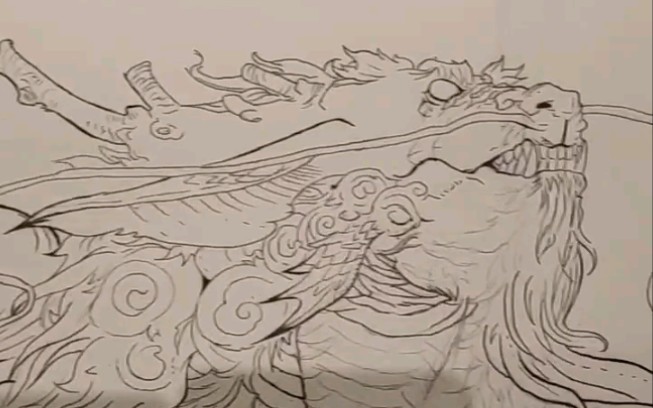 [手绘]貔貅螭吻线稿步骤