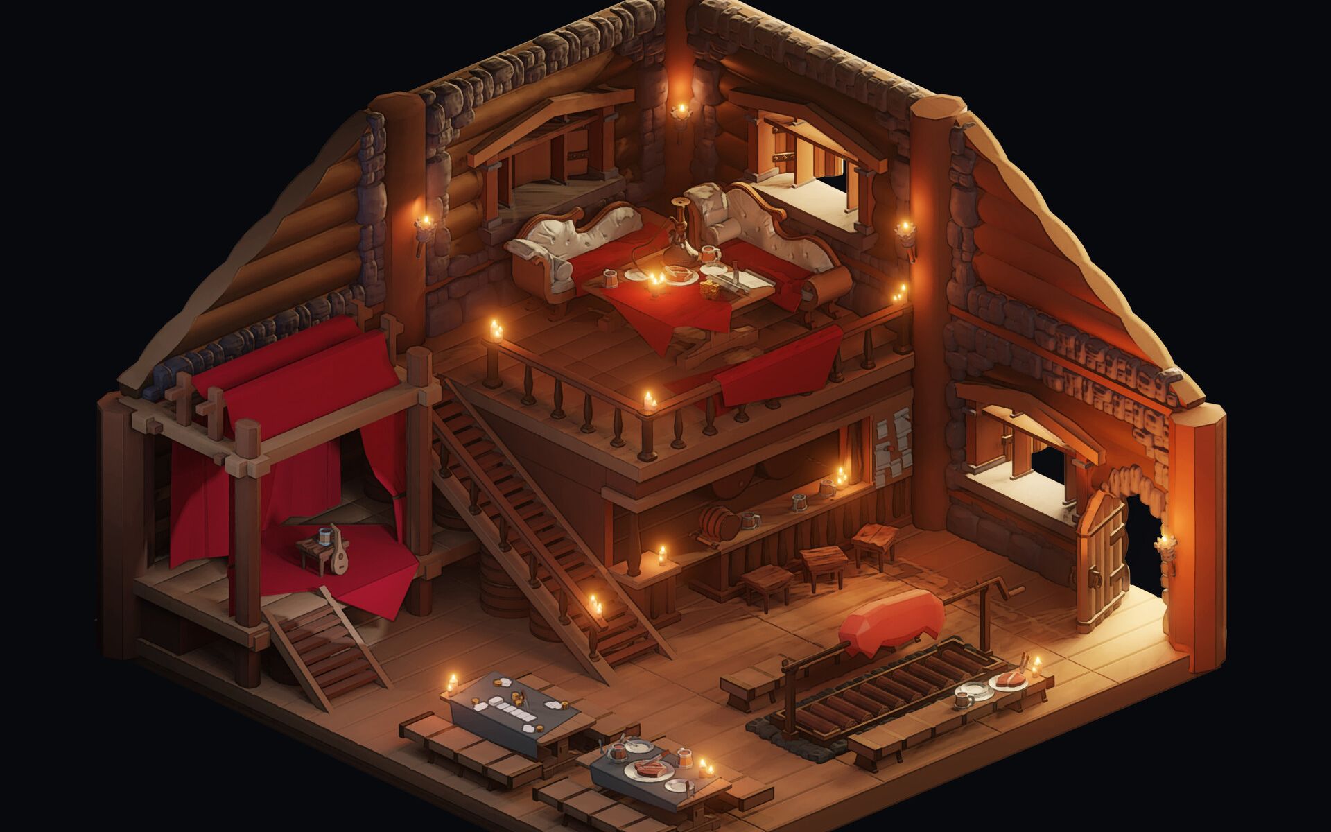 3d建模建筑场景内部制作全过程游戏建模3dmax