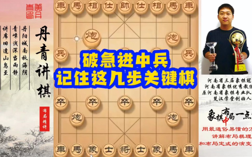 [图]破急进中兵，一定要记住这几步关键棋！如何快速提升象棋水平系统学棋？如何学习布局，中局，残局？少走弯路，真心教棋，带你上业九，不上业九不罢休！