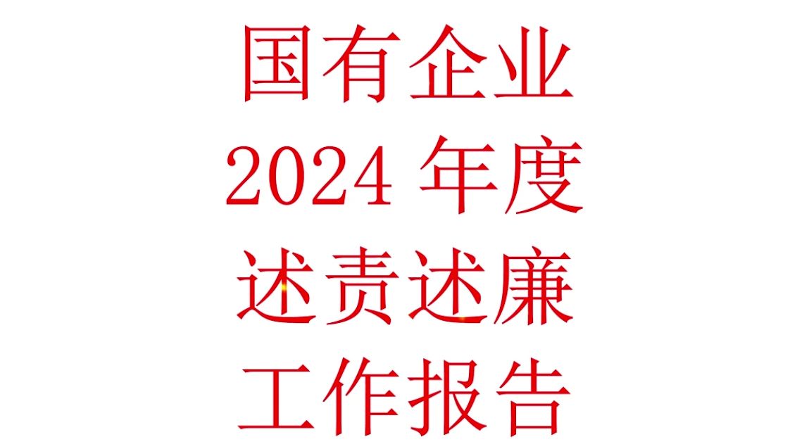 国有企业2024年度述责述廉工作报告哔哩哔哩bilibili