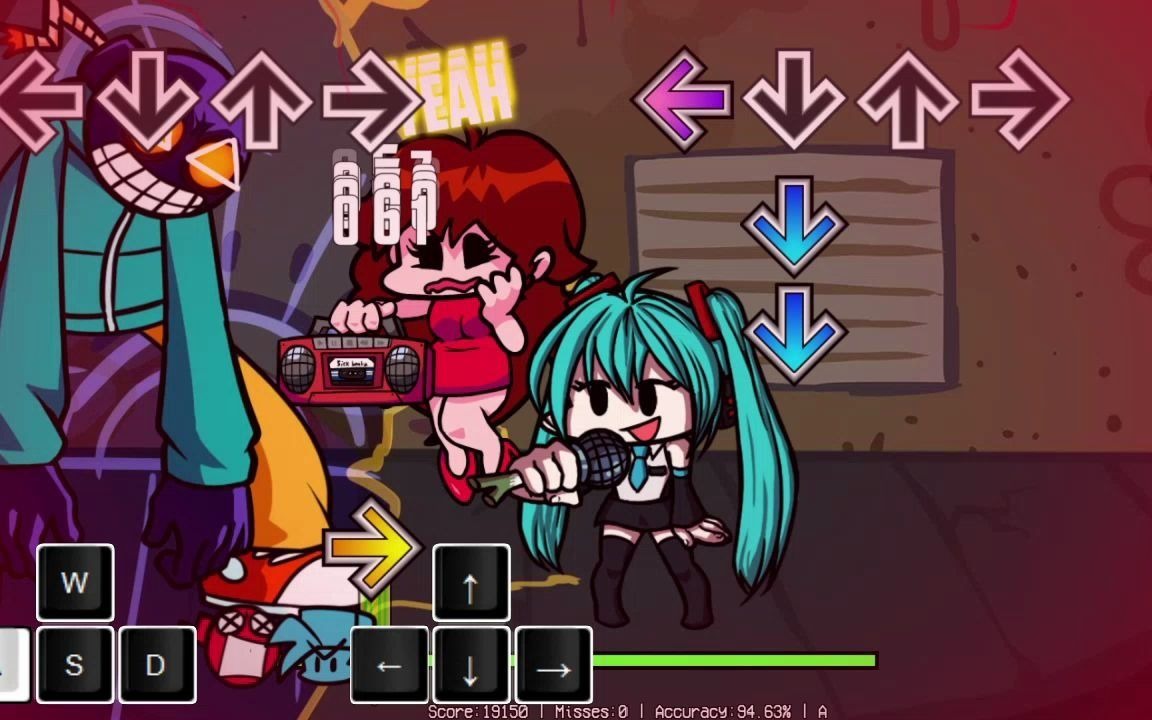 friday night funkin - ballistic 困难模式2 miss通关(附带控制显示