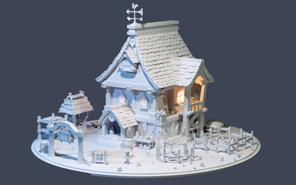 3dmax建模,卡通小木屋模型搭建,从建模思路技巧讲解