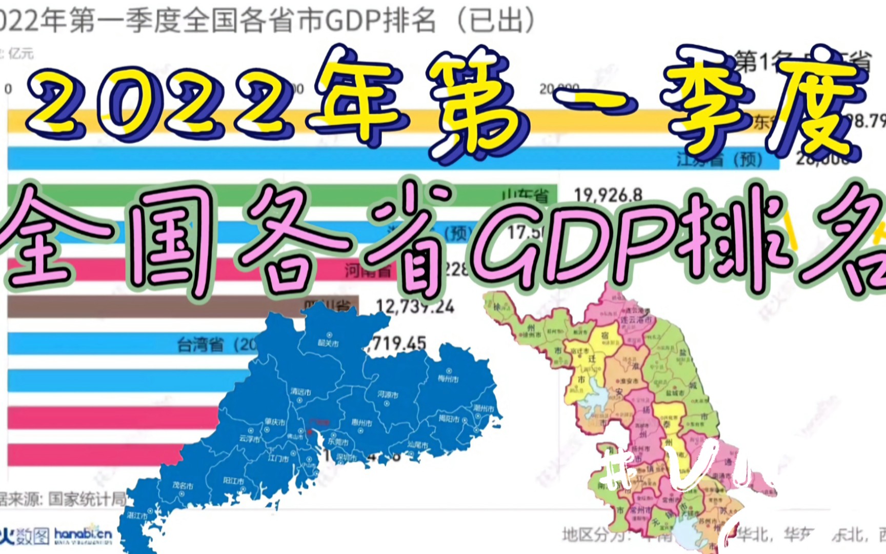 2022年全国各省第一季度GDP排名 深圳拉胯广东险胜江苏【数据可视化】哔哩哔哩bilibili