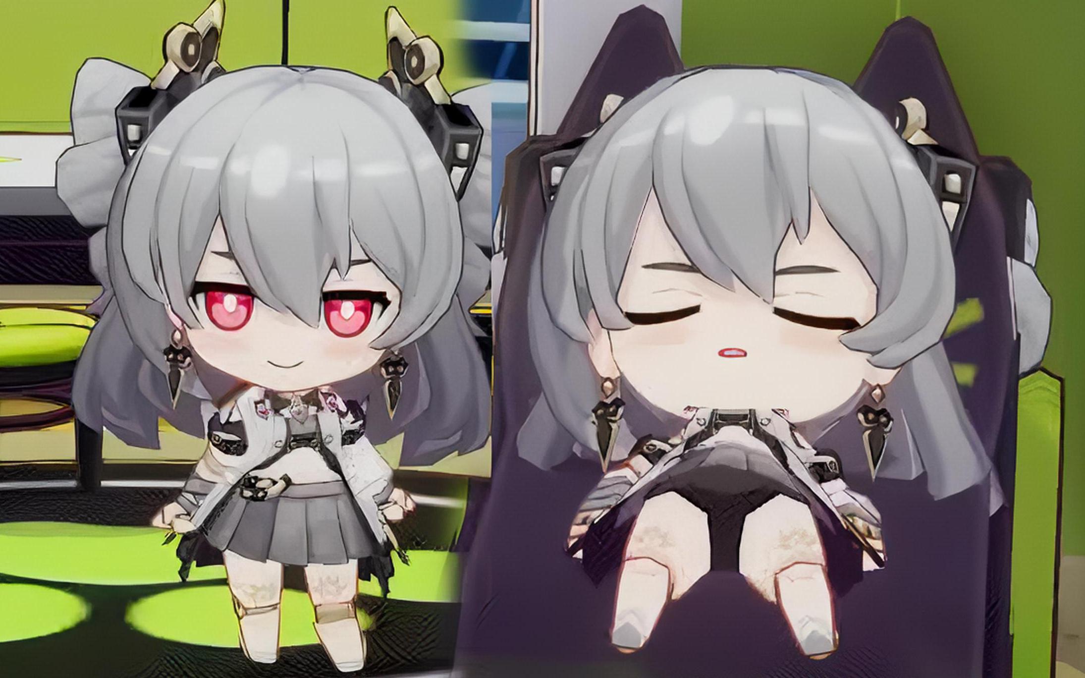 崩坏3!测试服v3~q版普罗米修斯好可爱,这个小表情爱了~偷偷抱走!