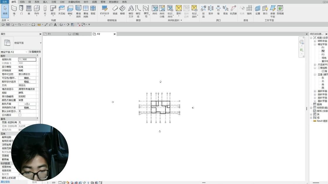 20261018214946-Autodesk Revit 2019 - [BIM作业 - 楼层平面_ F1]-视频-1_哔哩哔哩_bilibili