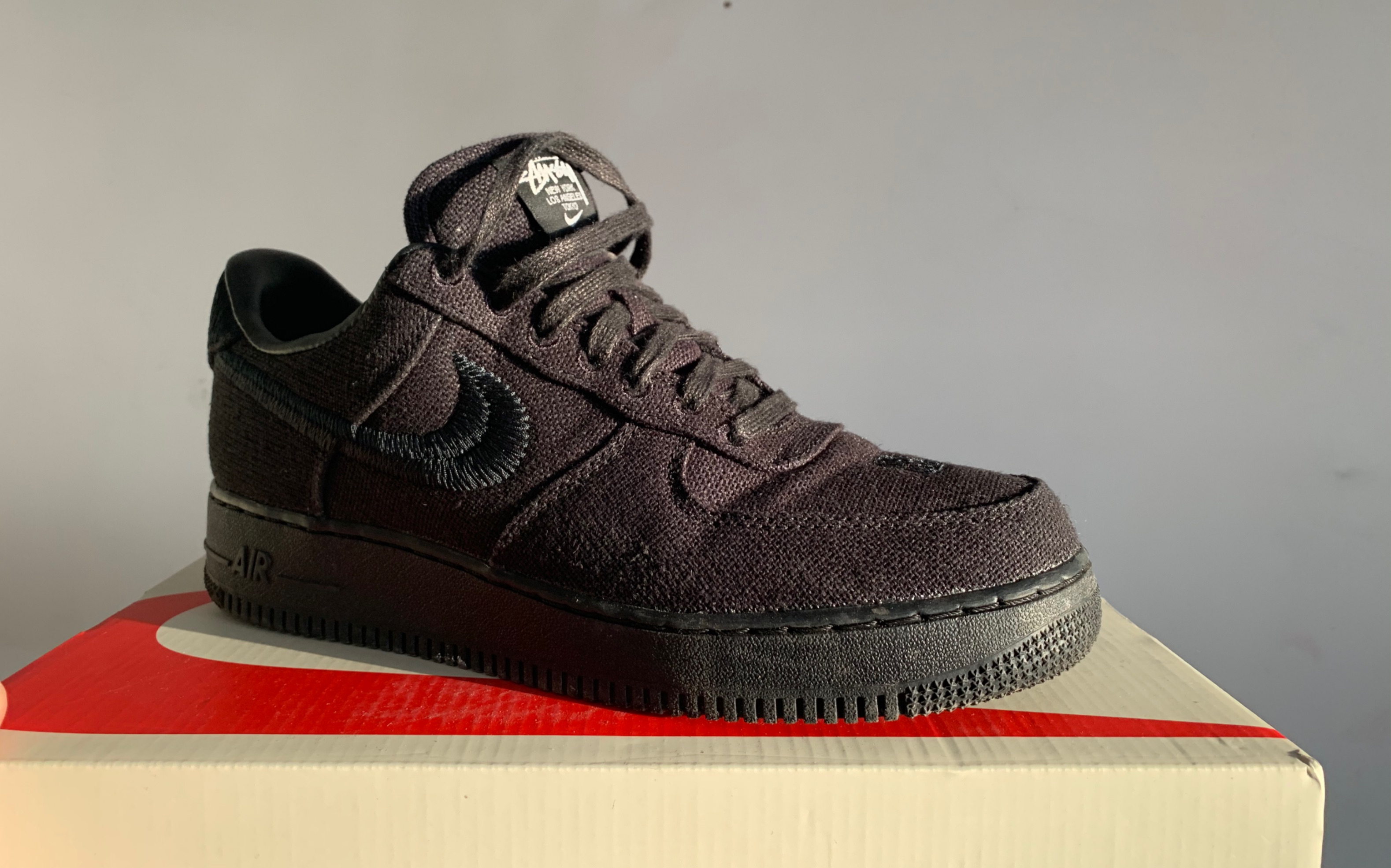 斯图西nike air force 1 af1 x stussy联名黑武士麻布cz9084-001新鞋