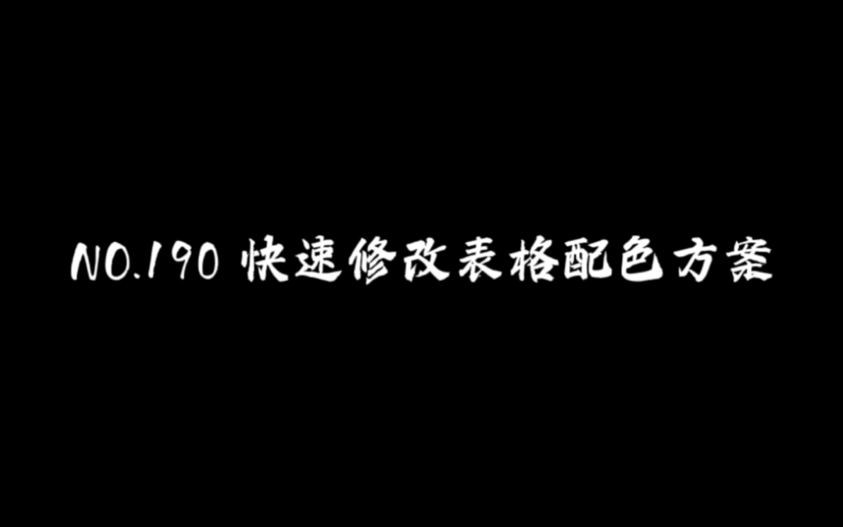 NO.190 快速修改表格配色方案(Excel)哔哩哔哩bilibili