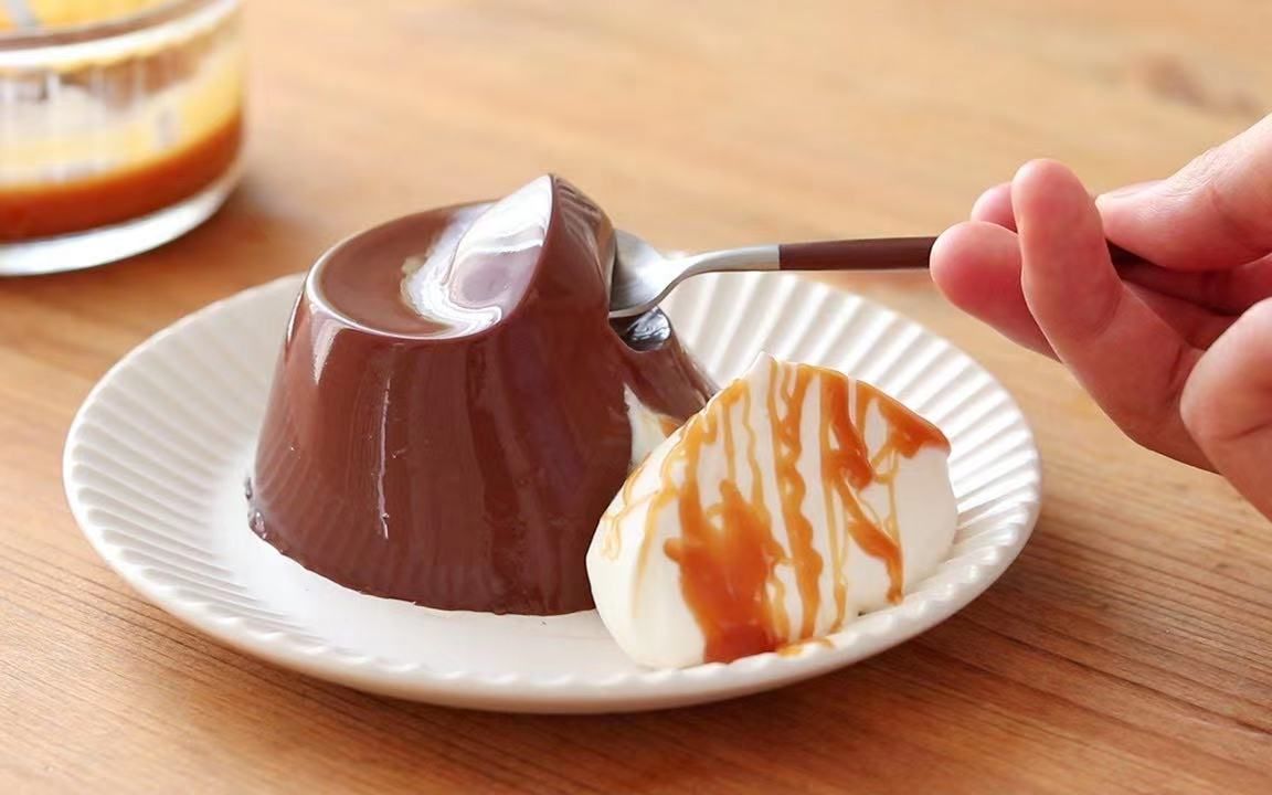 免烤焦糖可可布丁教程可以用来喝的晃悠悠布丁hidamaricooking