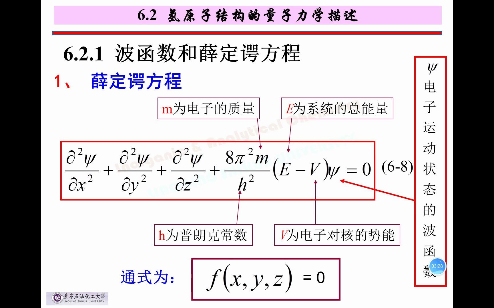 薛定谔方程表达式图片