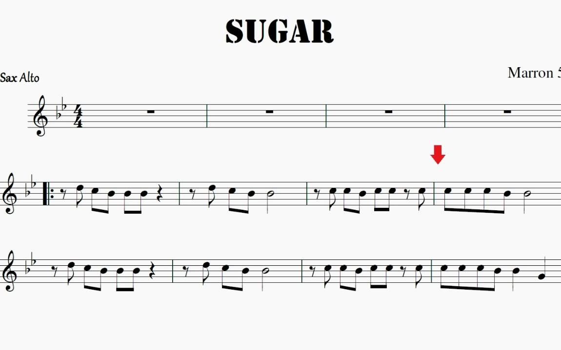 [图]Sugar - Maroon 5 萨克斯欣赏及乐谱伴奏