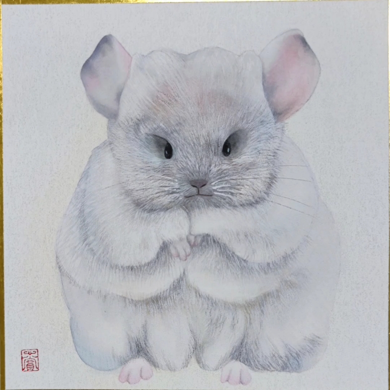 国画仓鼠|豆豆眼 游泳圈