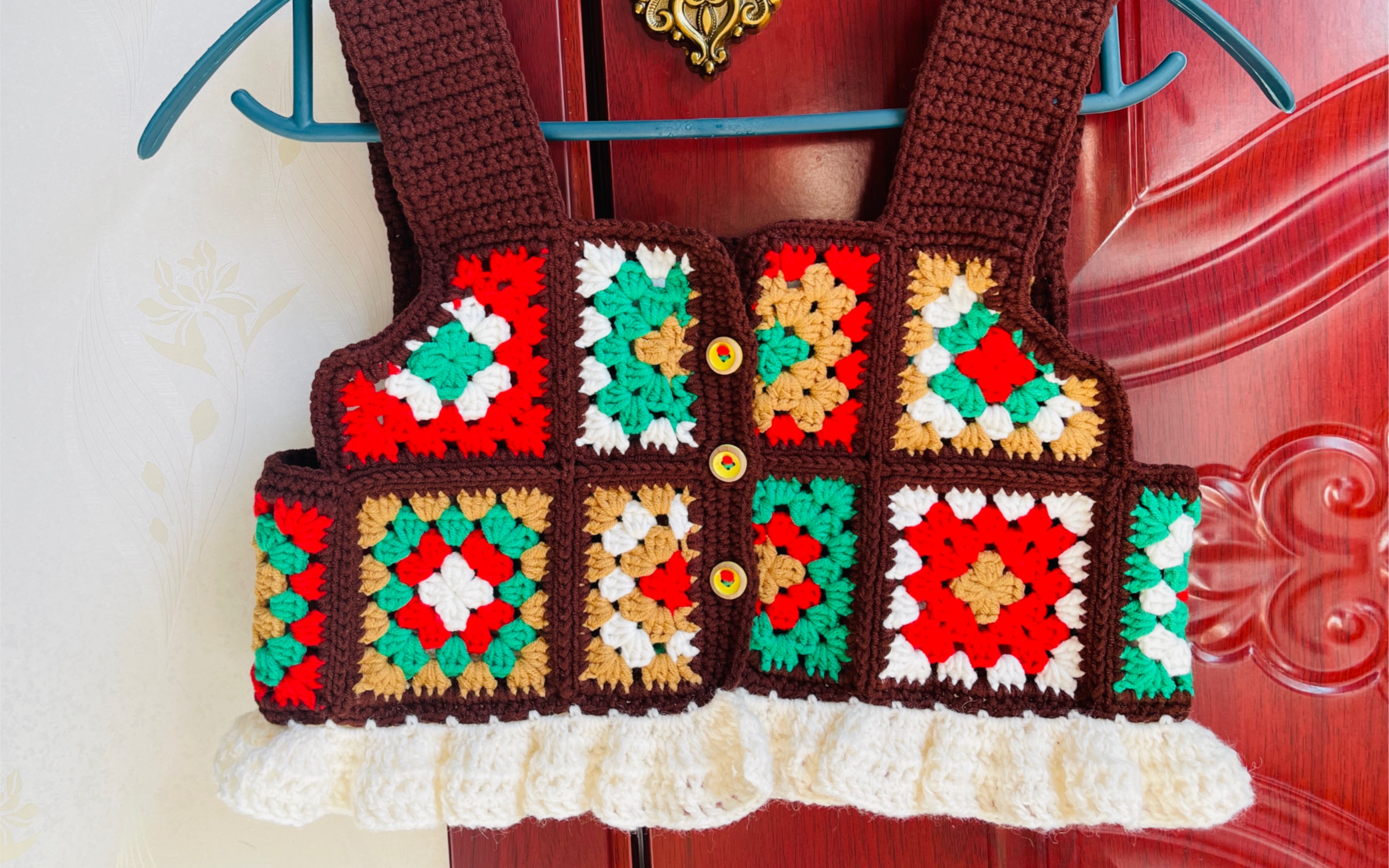 客定祖母方格儿童马甲～打包视频