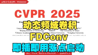（CVPR 2025）即插即用动态频域卷积FDConv，涨点起飞