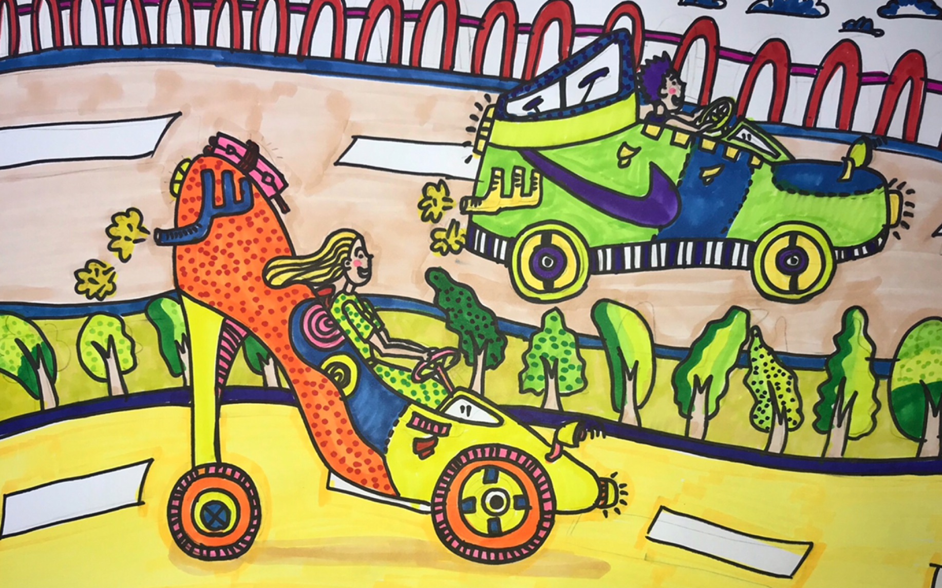 纸本彩笔鞋子汽车