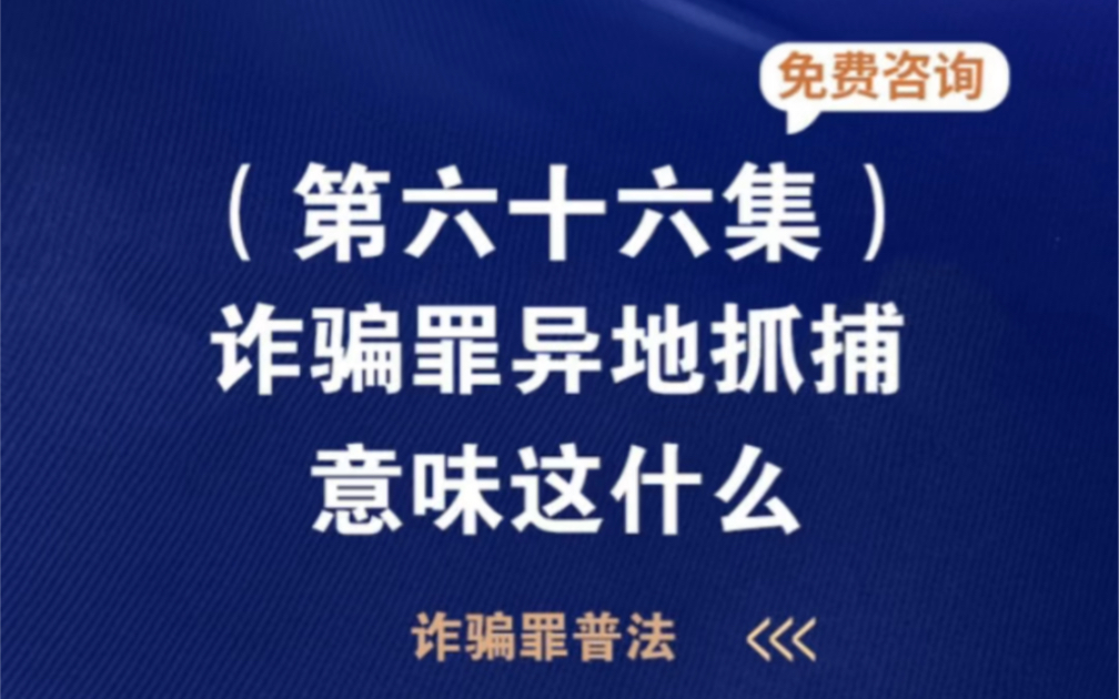 诈骗罪异地抓捕意味这什么哔哩哔哩bilibili