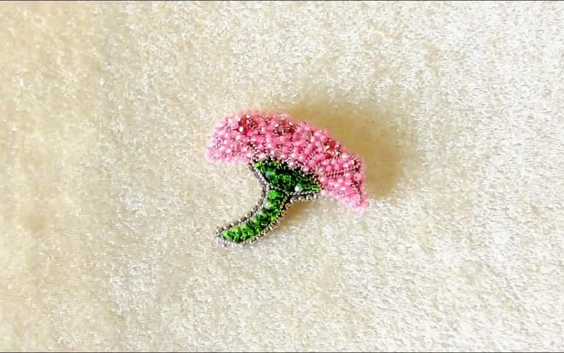 [图]串珠 Брошь Гербера из бисера Мастер-класс Beaded Gerbera Brooch