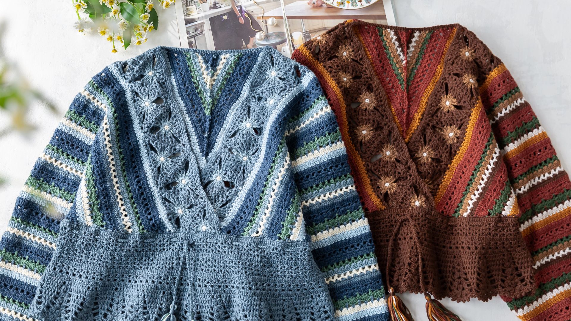 【sa2689】苏苏姐家_钩针《复古年华》系列-遇霞罩衫_编织视频教程