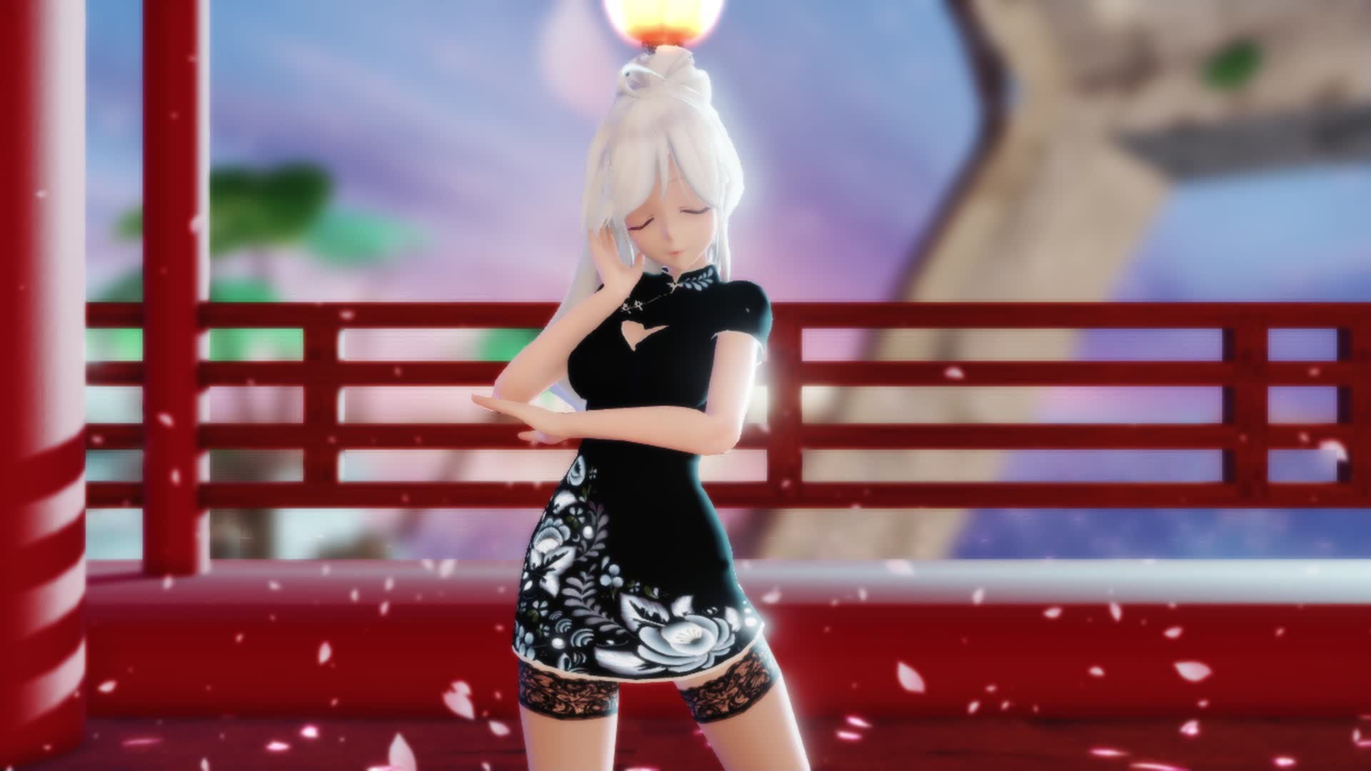 弱音弱音过膝袜紧身短旗袍尽显玲珑曲线