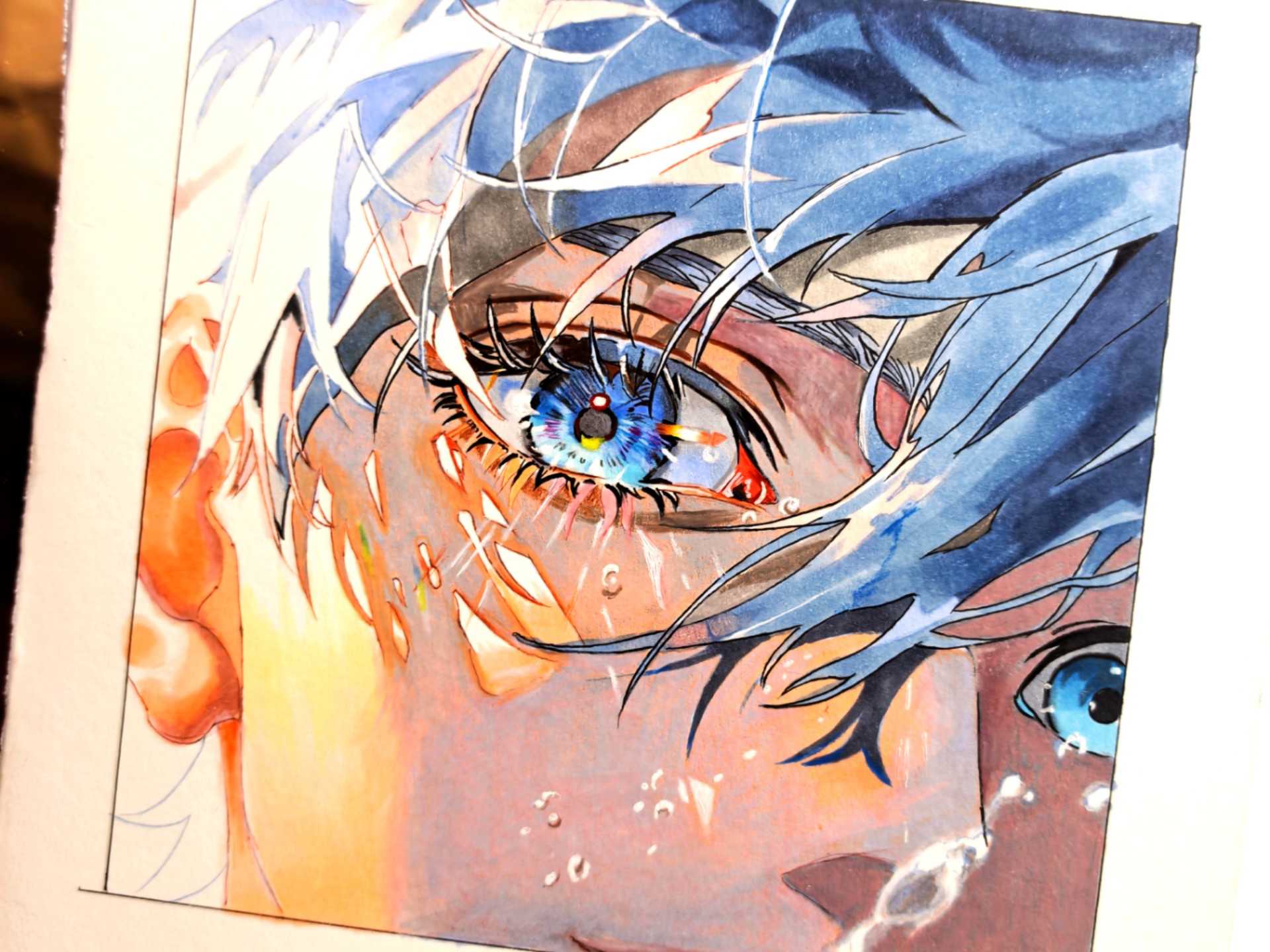 马克笔手绘咒术回战五条悟头发上色全过程