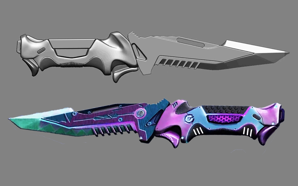 【maya建模】硬表面"匕首"武器道具模型简单易学,从拉box开始的超详细