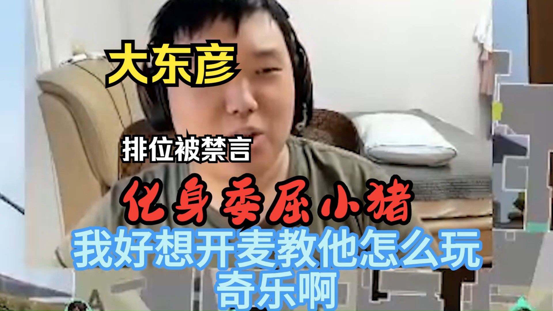 【大东彦】ddy 喷人惨招官方禁言,化身委屈小猪电子竞技热门视频