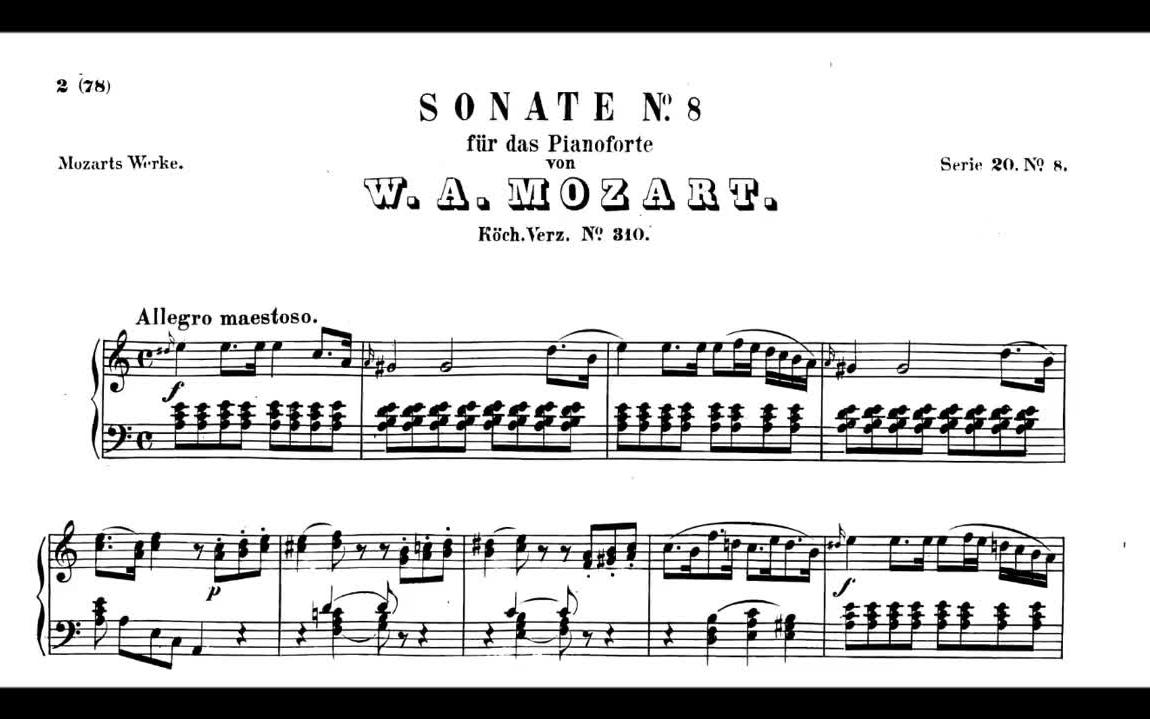 钢琴莫扎特a小调第8钢琴奏鸣曲k310乐谱版索科洛夫演奏