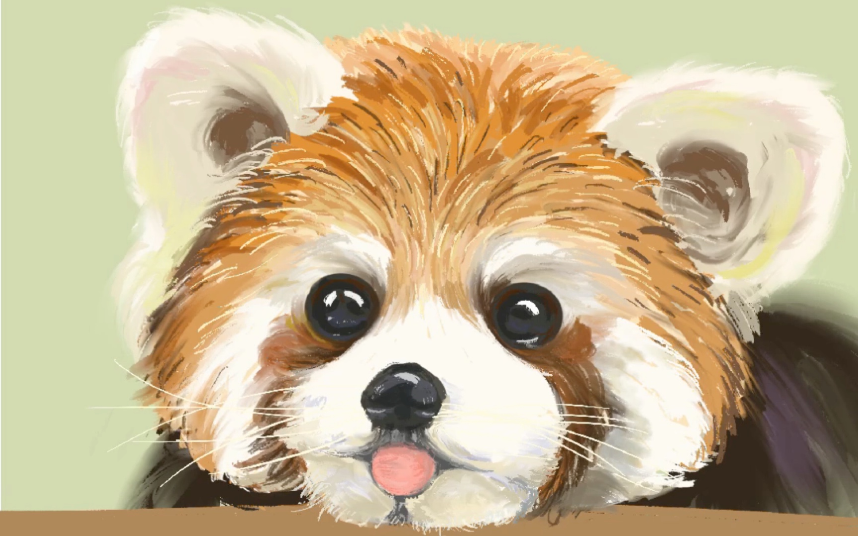 procreate绘画吐舌头的小熊猫