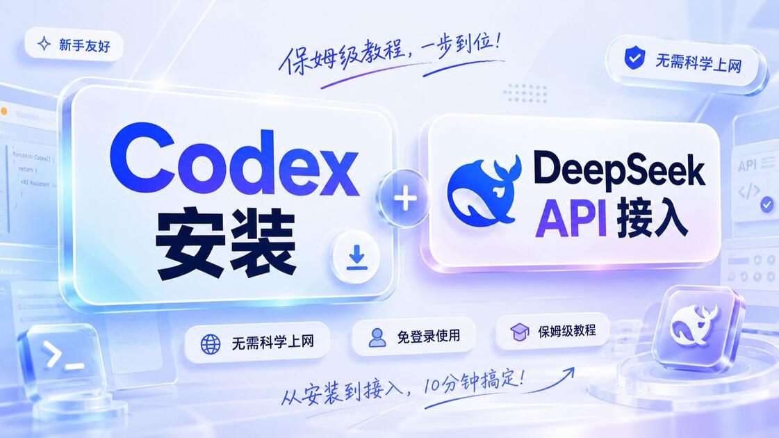 Codex安装+DeepSeek API接入！无需科学上网，免登录！保姆级教程，一步到位！新手友好，从安装到使用，10分钟搞定_哔哩哔哩 ...