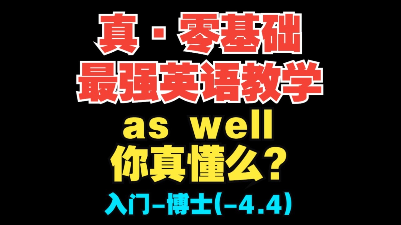 【真·零基础英语(-4.4)】如何理解as well