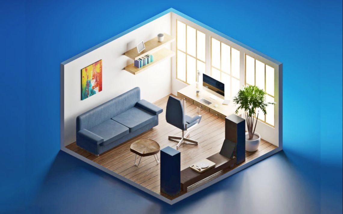 【3dmxa场景建模】基础室内场景建模,零基础超级简单案例教学,自学党