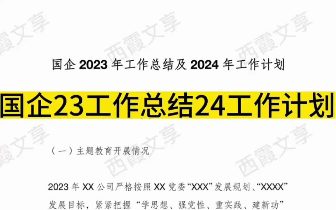 国企2023年工作总结及2024年工作计划哔哩哔哩bilibili