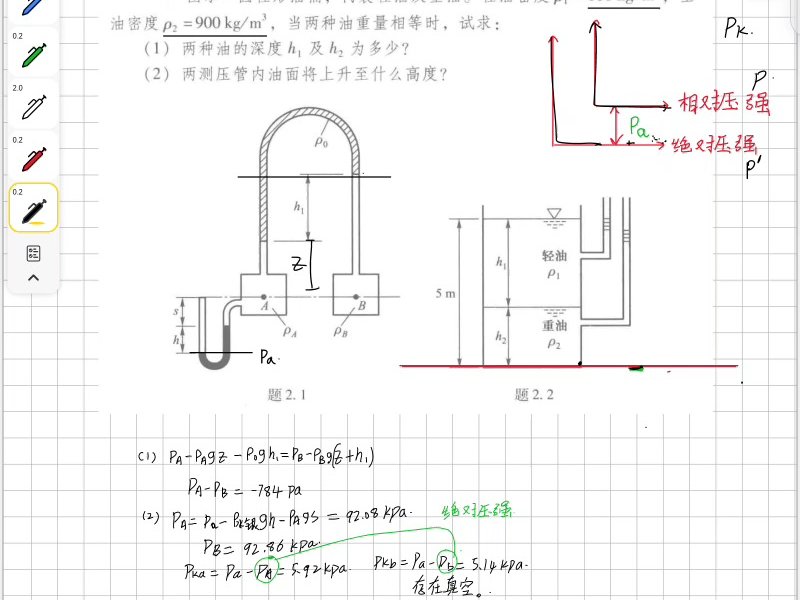 [图]吴持恭水力学第5版第2章习题2-2