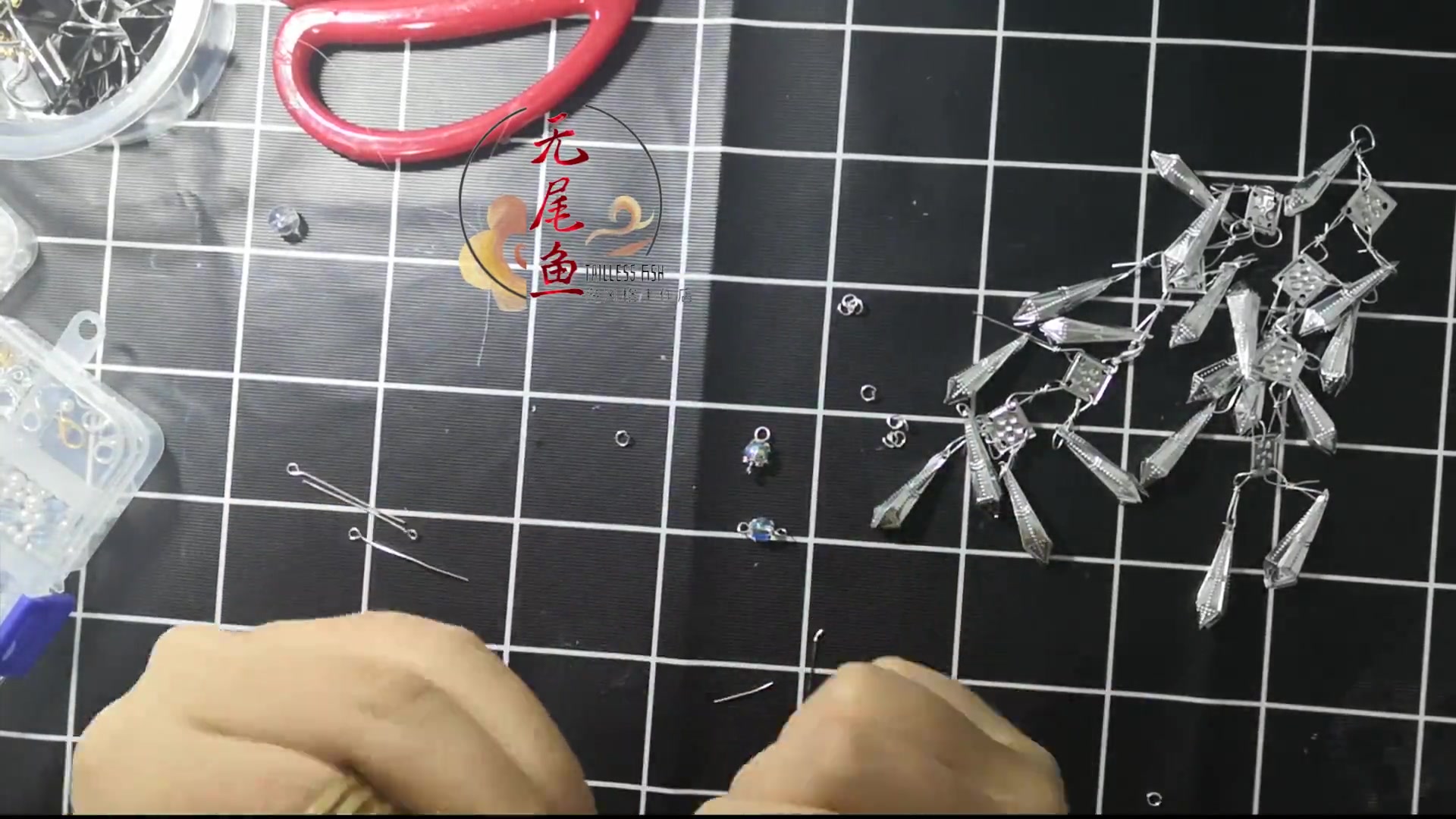 无尾鱼国风工作室鲛人泪双面长柄团扇材料包教程详解