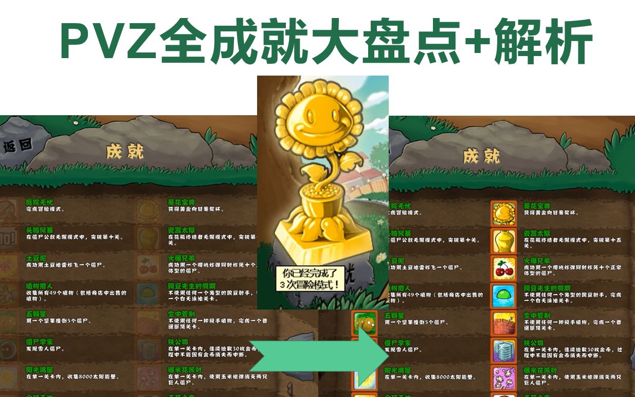 【PVZ】成就大盘点+解析单机游戏热门视频