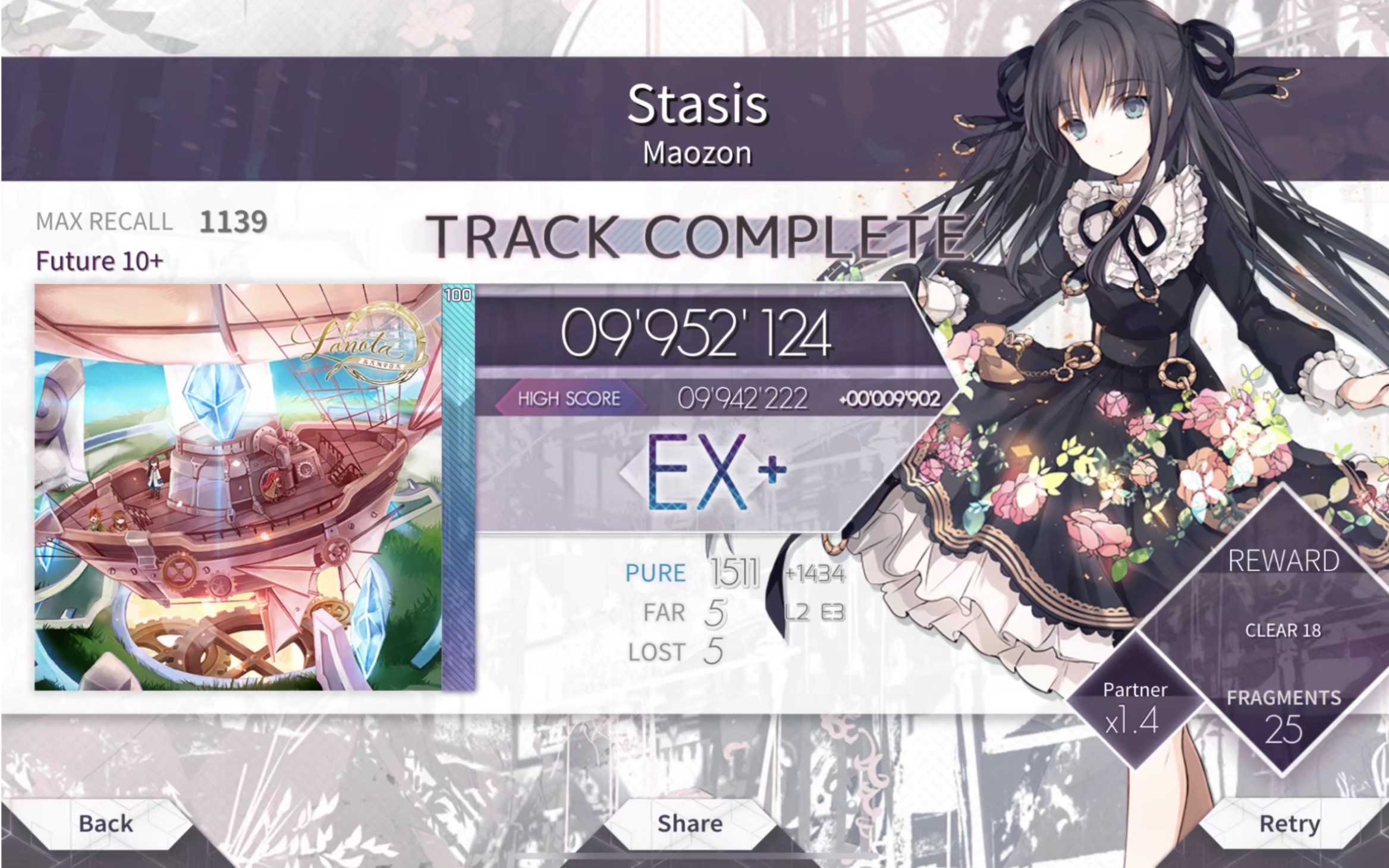 【arcaea】stasis 995w 手元
