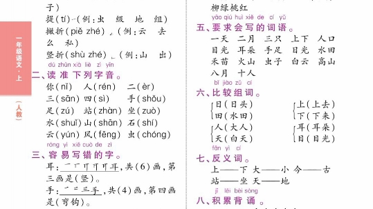 一年级语文上册━第一单元知识梳理哔哩哔哩bilibili