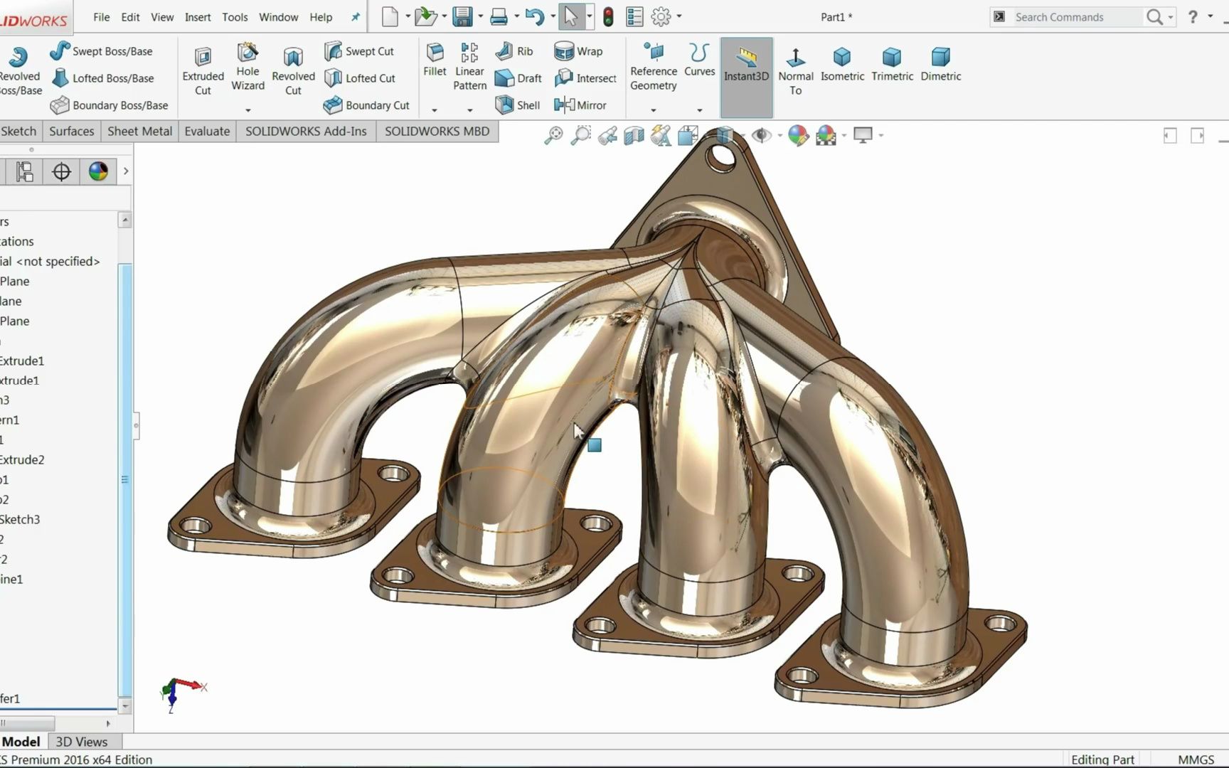 Solidworks 排气歧管建模哔哩哔哩bilibili