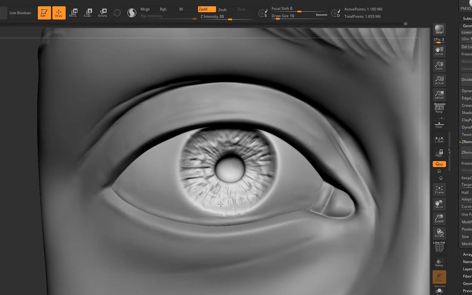 zbrush2020快速雕刻眼睛