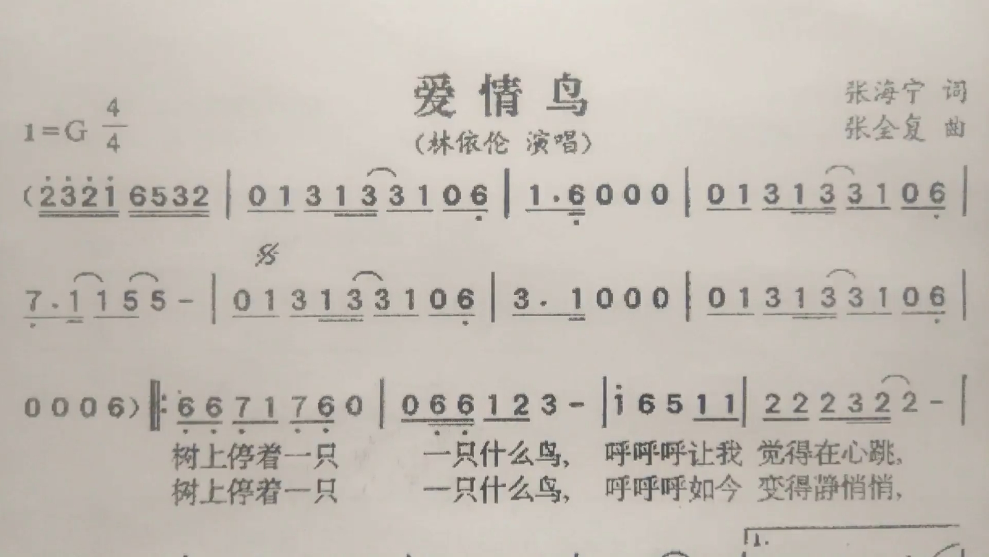 简谱歌曲《爱情鸟》,歌谱、歌词逐句领唱,简单易学哔哩哔哩bilibili